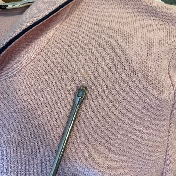 St John Collection Cardigan Sweater Size 8 Pink and Navy Blue Luxury Classy Chic - Picture 4 of 6